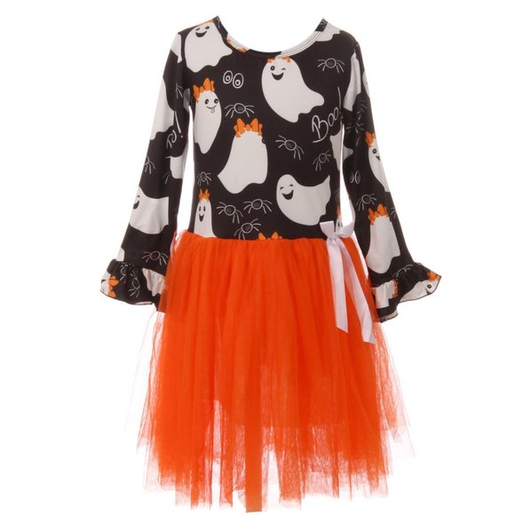 Little Toddler Girl Dress Kids Ghost Halloween Tulle Tutu Dress Outfit Holiday - Picture 1 of 5